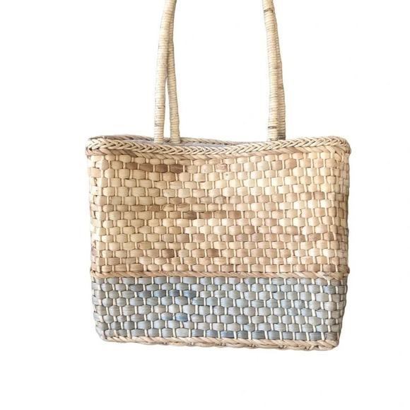 Blue daisy woven basket  tote / purse - Picture 2 of 6